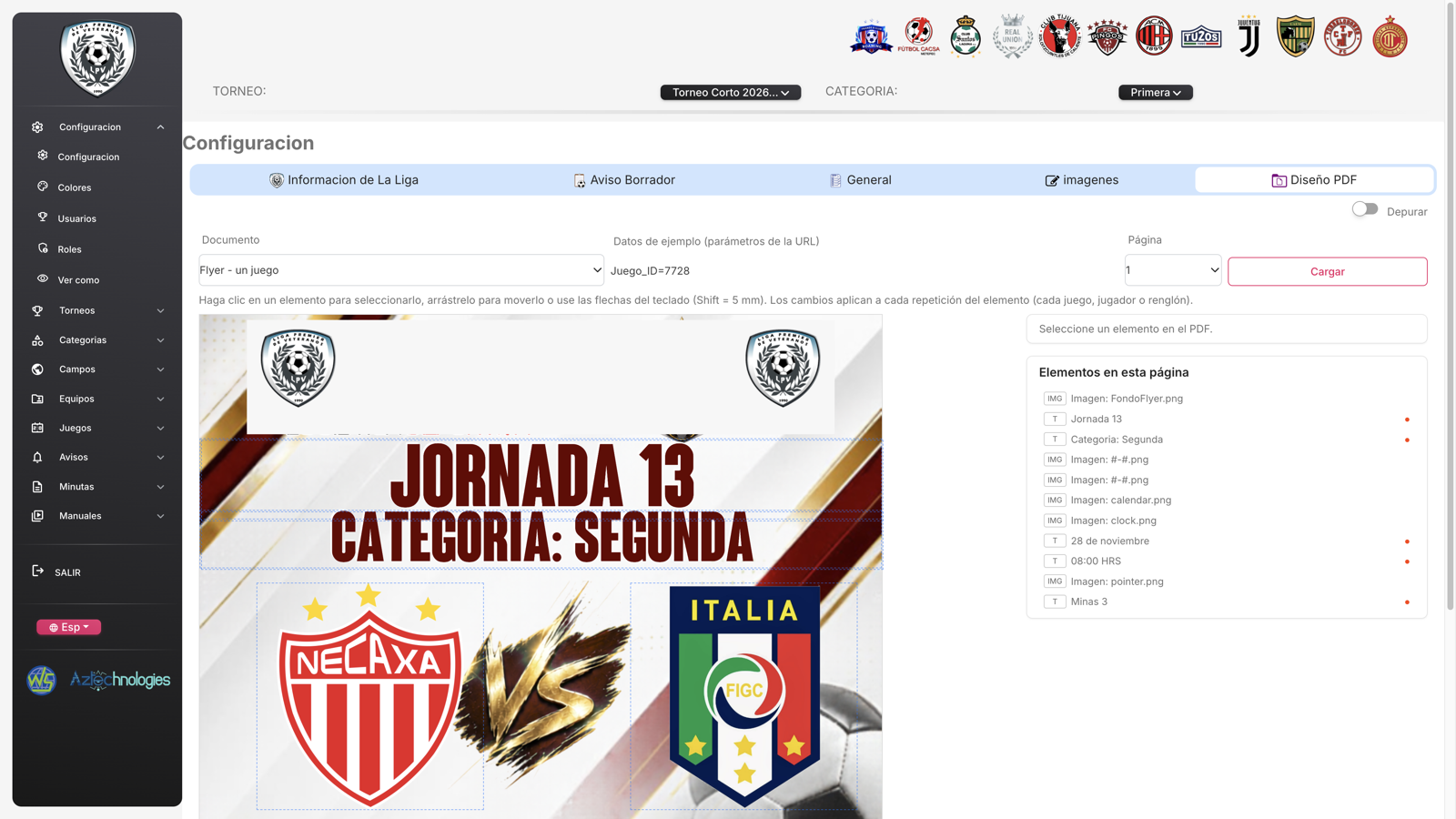 Configuración — Diseño PDF