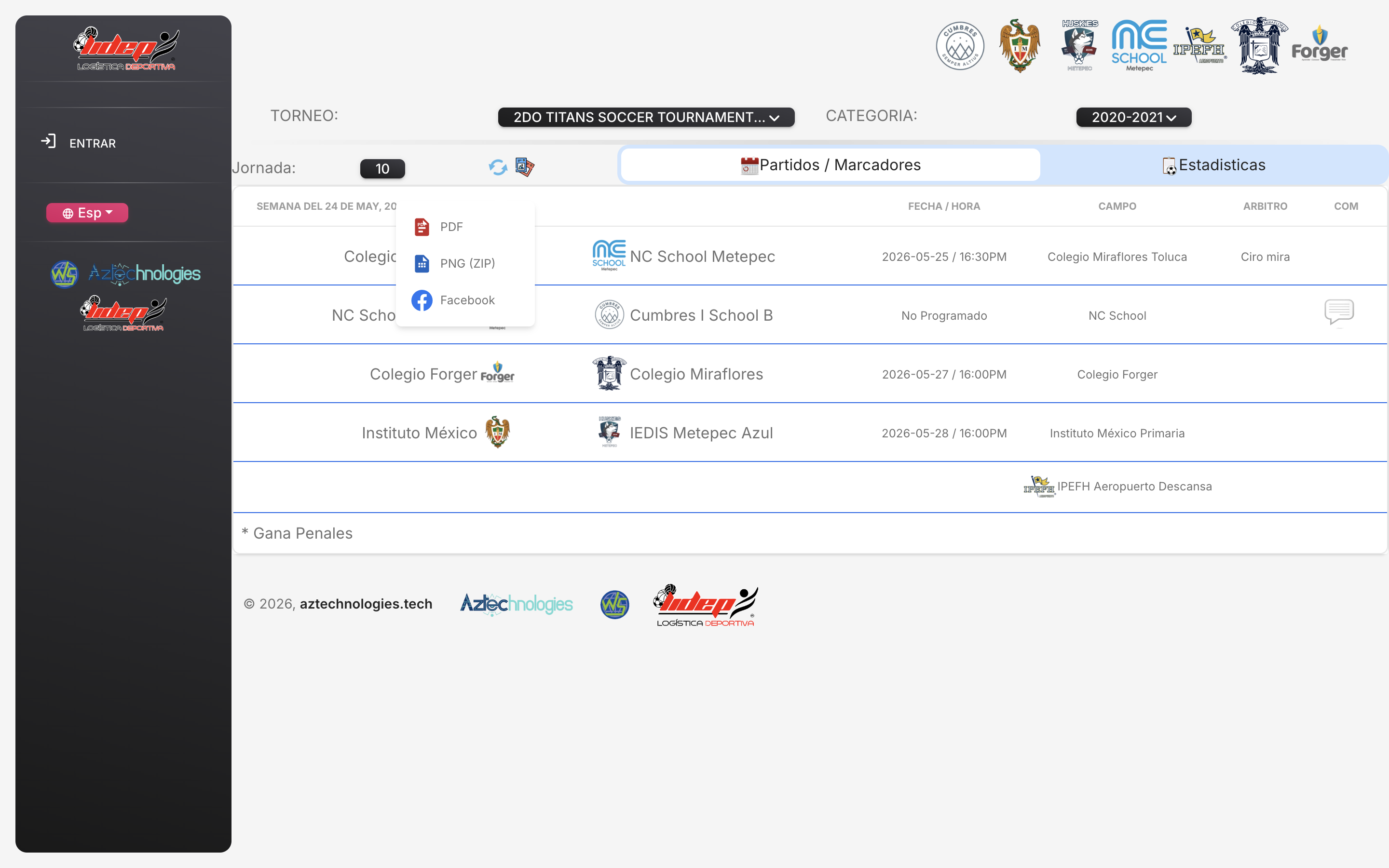 Flyer export menu